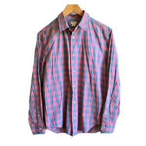 crewcuts boys 14 Pink Plaid Long Sleeve Button Up Shirt Spring Summer Preppy